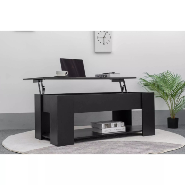 Modern living room black color particle board lift top coffee table