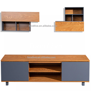 New Design Wooden 2 Wall Mounted Shelves Living Room Furniture wooden cabinet modern TV Stand Set