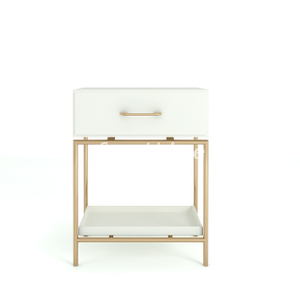 White wood 1 drawer Bedside Table with tray