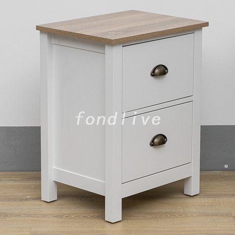  Square two drawer Wood Side Table 