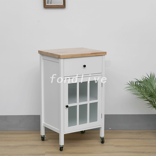 Modern Wood Kitchen Trolley With Wheel