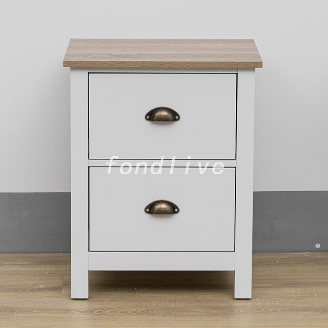  Square two drawer Wood Side Table 