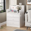 Smart Multi-functional White Bedside Table Solid Wood