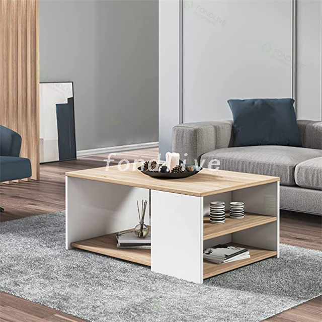 Modern Storage Open Shelf MDF Coffee Table