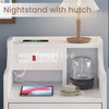 Smart Multi-functional White Bedside Table Solid Wood