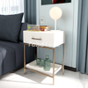 White wood 1 drawer Bedside Table with tray