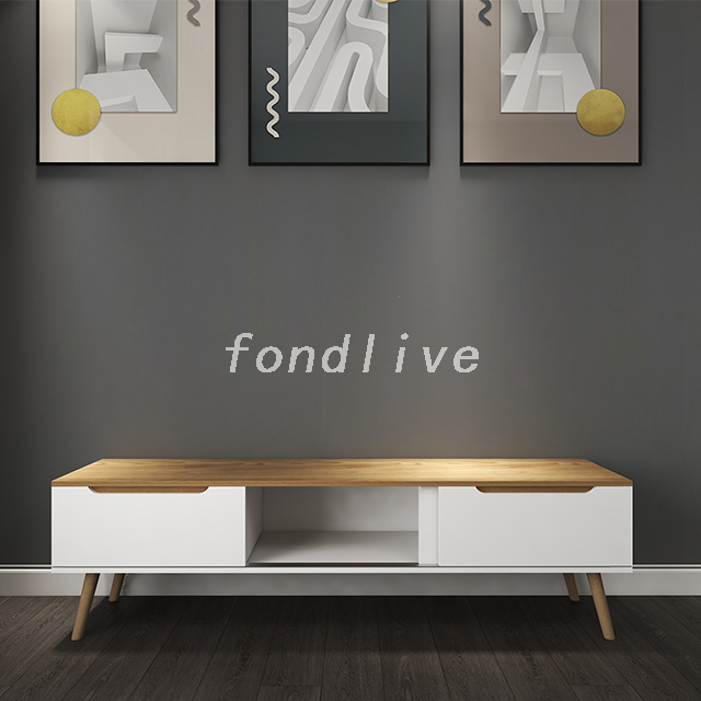 MDF Modern Living Room White TV Wooden Stand with 3 Drawers