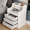 Smart Multi-functional White Bedside Table Solid Wood