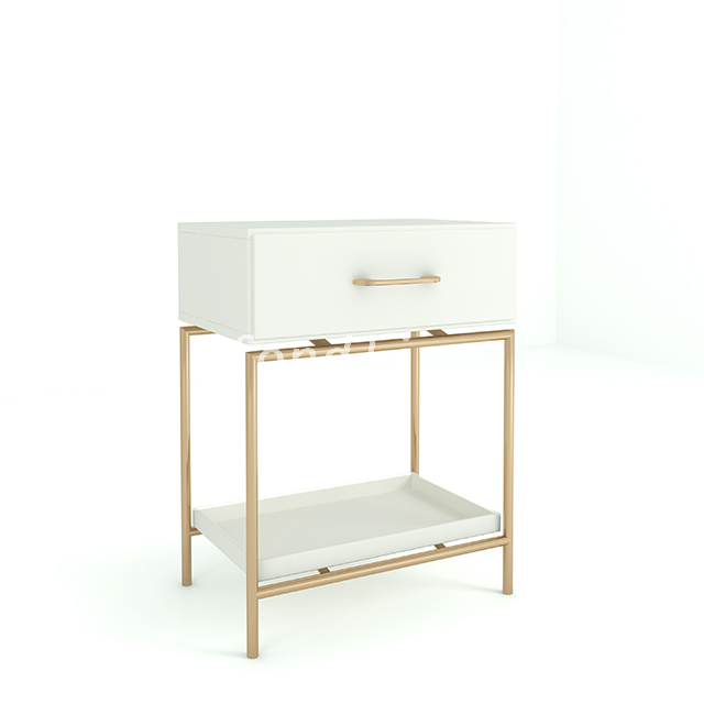 White wood 1 drawer Bedside Table with tray