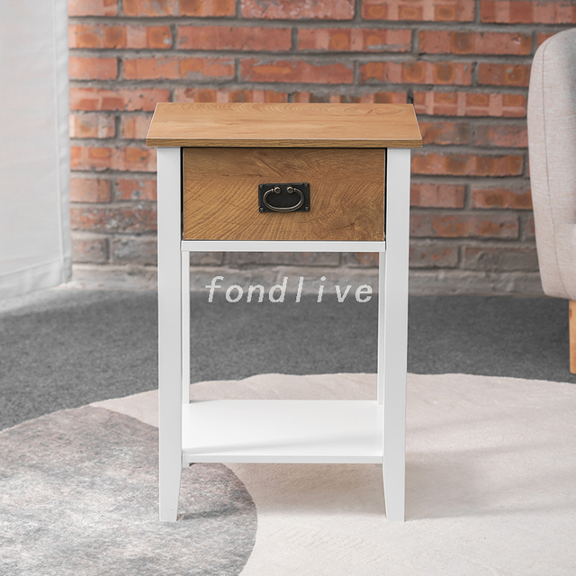 Popular Side Table Suitable for Bedroom Bedside Furniture Small Space One Drawers 