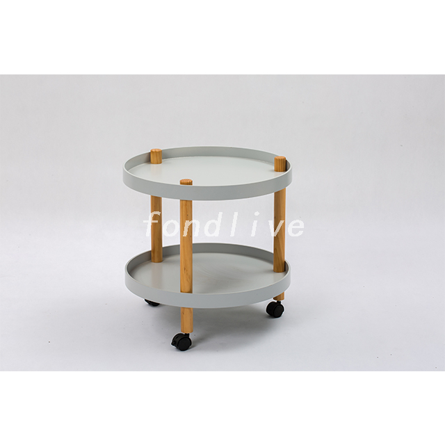 Round Wooden Smart Coffee Table With Wheels
