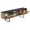Multifuctional Two Doors And Shelves Solid Wood Color Wooden Storage TV Stand 