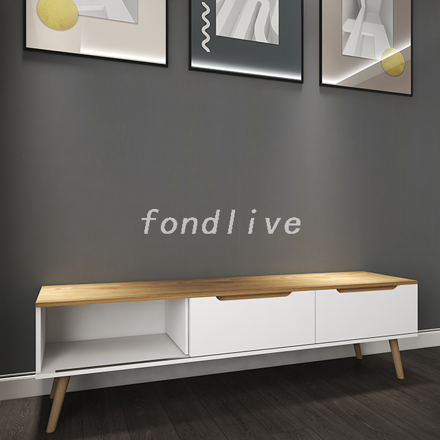 MDF Modern Living Room White TV Wooden Stand with 3 Drawers
