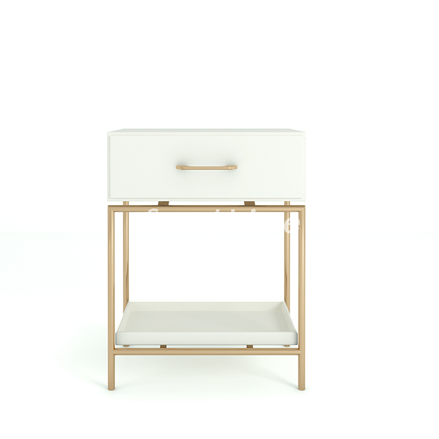 White wood 1 drawer Bedside Table with tray