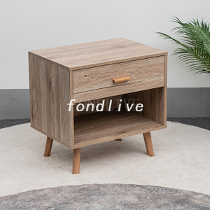 Wood 1 Drawer with Shelf Bedroom Nightstand