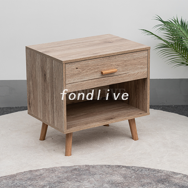 Wood 1 Drawer with Shelf Bedroom Nightstand