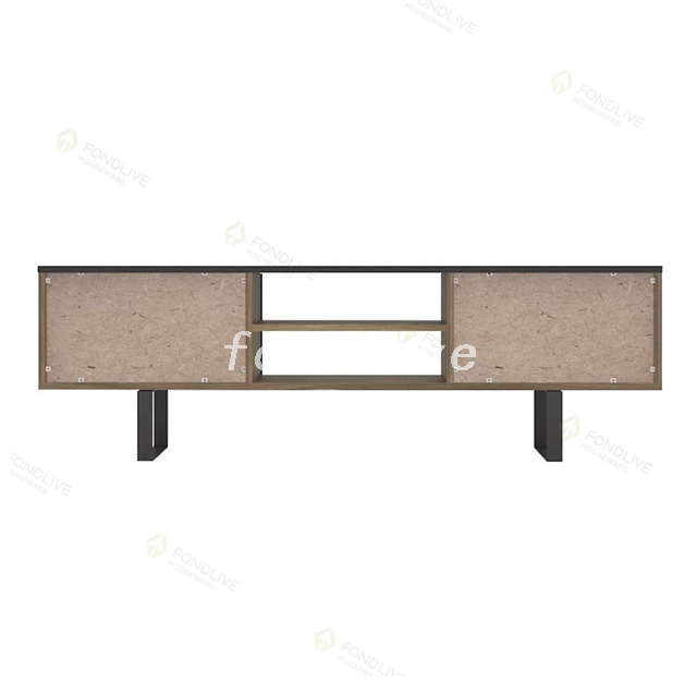 Multifuctional Two Doors And Shelves Solid Wood Color Wooden Storage TV Stand 