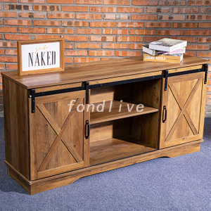 New Fashion Rustic Sliding Barn Door Wooden Modern TV Stand Furniture for Living Room