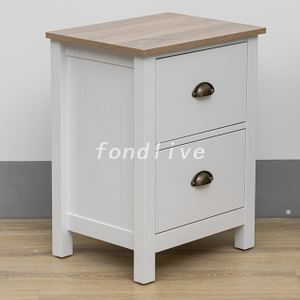  Square two drawer Wood Side Table 