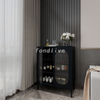 Black Lacquer Cupboard Entryway Cabinet Sideboard with Figured Glass Door