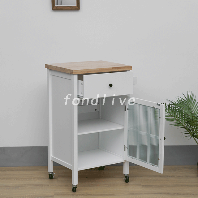 Modern Wood Kitchen Trolley With Wheel