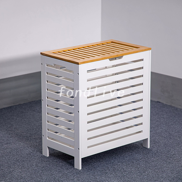 Wood Bamboo Laundry Bathroom Storage Cabinet