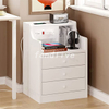 Smart Multi-functional White Bedside Table Solid Wood